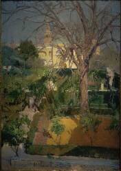 Les jardins de l’Alcazar de Séville en hiver (Joaquin Sorolla y Bastida) - Muzeo.com