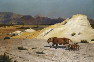 Lioness and Cubs (Jean-Léon Gérôme) - Muzeo.com