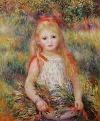 Little Girl Carrying Flowers (Auguste Renoir) - Muzeo.com
