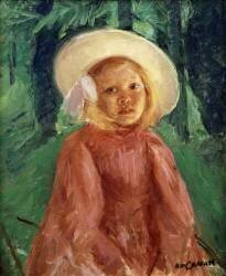 Little Girl in a Redcurrant Dress (Mary Cassatt) - Muzeo.com