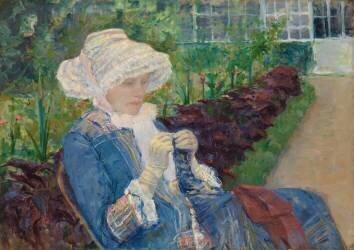 Lydia Crocheting in the Garden at Marly (Mary Cassatt) - Muzeo.com