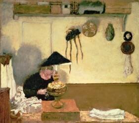 Madame Vuillard Sewing (Edouard Vuillard) - Muzeo.com