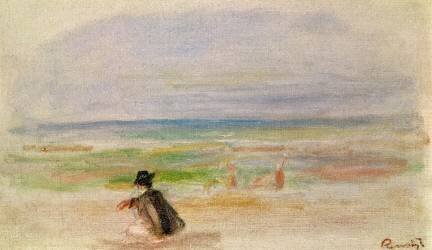 Man in Black Sitting on the Beach (Auguste Renoir) - Muzeo.com