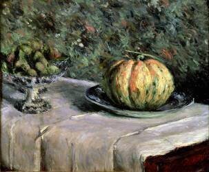 Melon and Fruits Bowl ith Figs (Gustave Caillebotte) - Muzeo.com