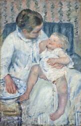 Mother About to Wash Her Sleepy Child (Mary Cassatt) - Muzeo.com