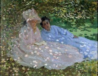 Mrs. Monet and a friend in the garden (Claude Monet) - Muzeo.com