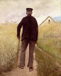 Old man walking in a rye field (Laurits Andersen Ring) - Muzeo.com