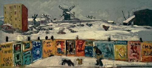 Palisade couvert d’affiches, et les vieux moulins de Montmartre sous la neige (Pierre Bonnard) - Muzeo.com