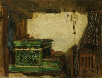 Parlour corner with tiled stove (Albert Anker) - Muzeo.com
