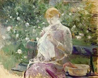 Pasie sewing in Bougival's Garden (Berthe Morisot) - Muzeo.com