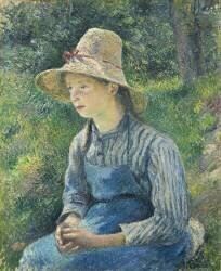 Peasant Girl with a Straw Hat (Camille Pissarro) - Muzeo.com