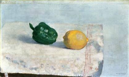 Pepper and Lemon on a White Tablecloth (Odilon Redon) - Muzeo.com
