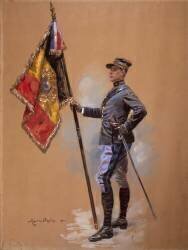 Porte-étendard belge (lieutenant d'infanterie de ligne), 1914 (Maurice Henri Orange) - Muzeo.com
