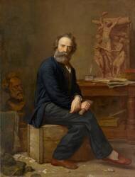 Portrait de Jean-Baptiste Carpeaux dans l'atelier de Bruno Chérier (Bruno-Joseph Cherier) - Muzeo.com