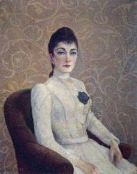 Portrait de jeune fille à la robe blanche (Albert Dubois-Pillet) - Muzeo.com