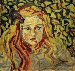 Portrait of a Child : Little Blond Girl with a Ribbon on her Hair (Ernst Ludwig Kirchner) - Muzeo.com
