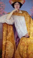 Portrait of a Woman in a Golden Dress (Gustav Klimt) - Muzeo.com
