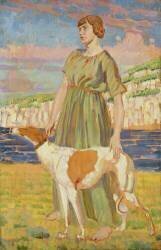Portrait of Elizabeth Lipczinski with her dog Fanny (Derwent Lees) - Muzeo.com