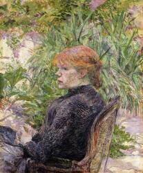 Redheaded Woman sitting in the Garden of Mr. (Henri de Toulouse-Lautrec) - Muzeo.com