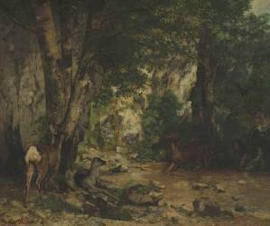 Remise de chevreuils au ruisseau de Plaisir-Fontaine (Gustave Courbet) - Muzeo.com