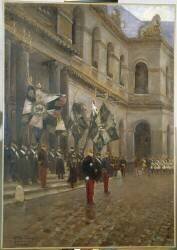 Remise solennelle au général Niox, commandant des Invalides, des six premiers drapeaux ... (Joseph-Félix Bouchor) - Muzeo.com