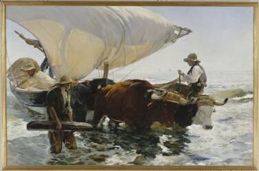 Retour de pêche, halage de la barque (Joaquin Sorolla y Bastida) - Muzeo.com