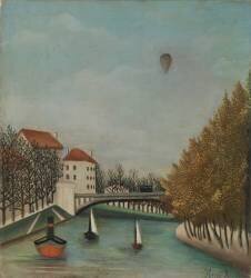 River Scene with Balloon (Henri Rousseau) - Muzeo.com