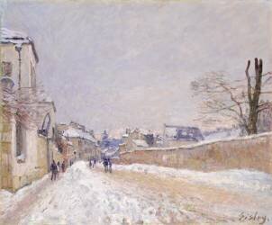 Rue Eugène Moussoir at Moret: Winter (Alfred Sisley) - Muzeo.com