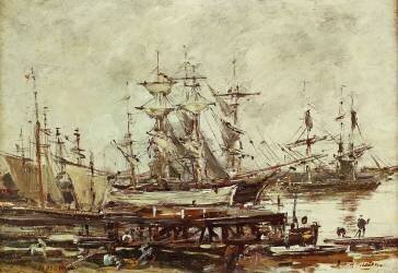 Sailing ships in the port of Bordeaux (Eugène Boudin) - Muzeo.com
