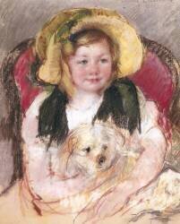 Sara with her Dog in an Armchair (Mary Cassatt) - Muzeo.com