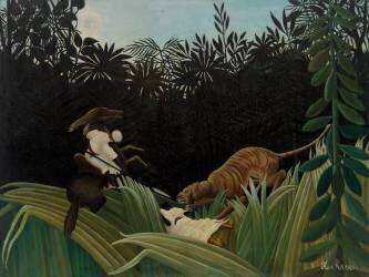 Scouts attacked by a Tiger (Henri Rousseau) - Muzeo.com