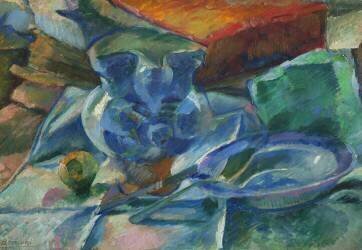 Still Life of Faience, Ustensiles and Fruits (Umberto Boccioni) - Muzeo.com