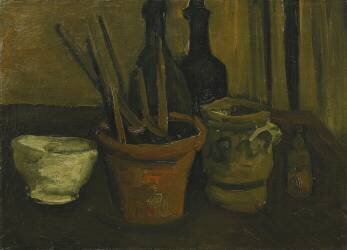 Still Life with Brushes in a Flowerpot (Vincent van Gogh) - Muzeo.com