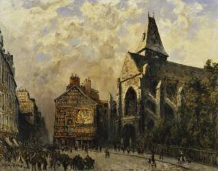 Street Scene behind the Saint Medard Church (Frank Myers Boggs) - Muzeo.com