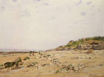 The Beach at Villerville (Eugène Victor Bourgeois) - Muzeo.com