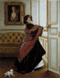 The Lady with the Little Dog Painting by Alfred Stevens (Alfred Stevens) - Muzeo.com