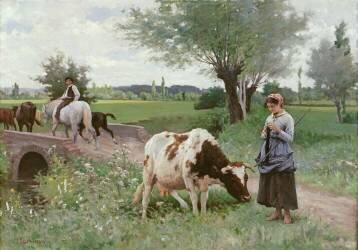 The Well Kept Cow (Edouard Debat-Ponsan) - Muzeo.com
