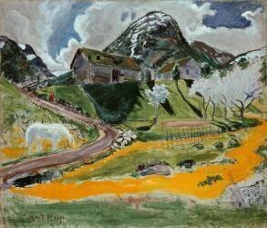 The white Horse in Spring (Nikolai Astrup) - Muzeo.com