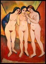 Three Nude Women (Red and Orange) (August Macke) - Muzeo.com