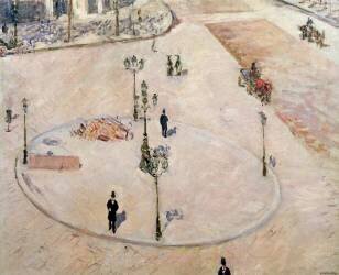 Traffic Island on Boulevard Haussmann (Gustave Caillebotte) - Muzeo.com