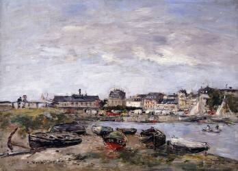 Trouville: View toward Deauville on Market Day (Eugène Boudin) - Muzeo.com