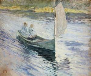 Two Children in a Sailboat (John Henry Twachtman) - Muzeo.com
