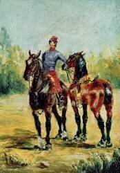 Two Horses and a Groom (Henri de Toulouse-Lautrec) - Muzeo.com