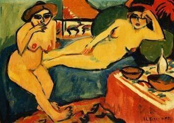 Two Nudes on a Blue Sofa (Ernst Ludwig Kirchner) - Muzeo.com