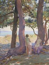 Two Nudes under Pine-Trees (Theo van Rysselberghe) - Muzeo.com