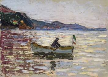 Vue sur Rapallo avec bateau sur la mer (Franz Marc) - Muzeo.com