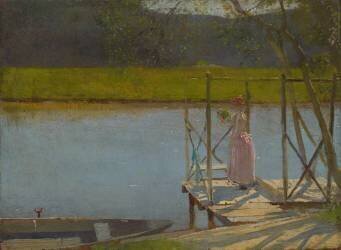 Woman beside a boat (Laszlo Mednyanszky) - Muzeo.com