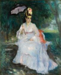 Woman with a parasol seated in the garden (Auguste Renoir) - Muzeo.com