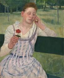 Woman with a Red Zinnia (Mary Cassatt) - Muzeo.com