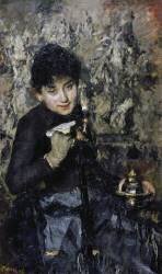 Woman with inkwell (Antonio Mancini) - Muzeo.com